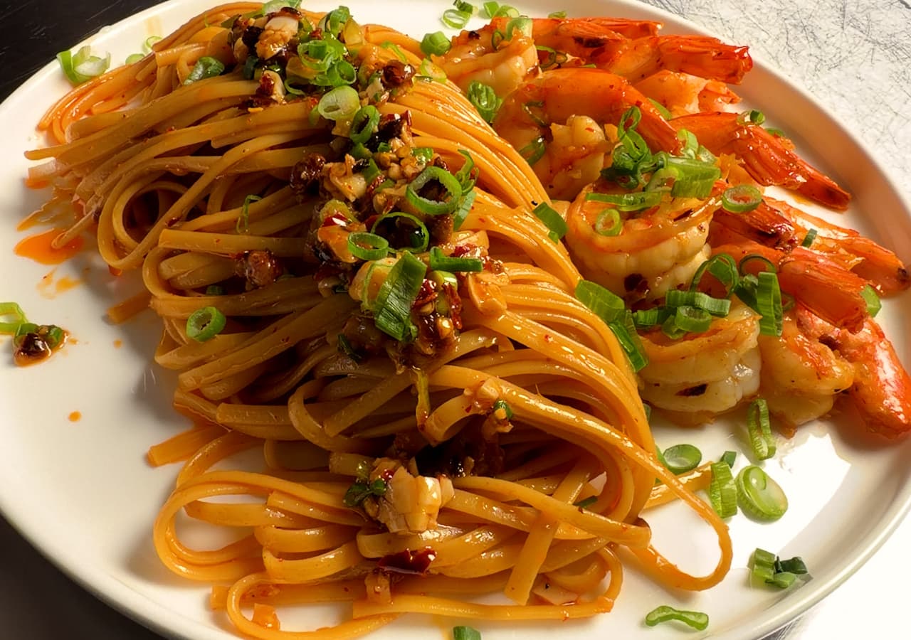 Chili Garlic Brown Butter Shrimp Pasta