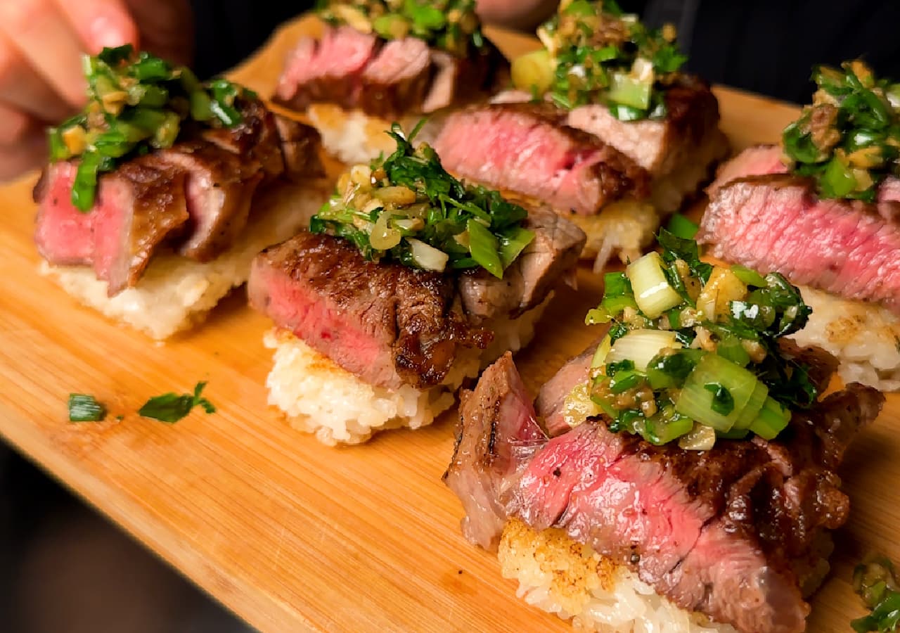 Crispy Rice Steak Bites