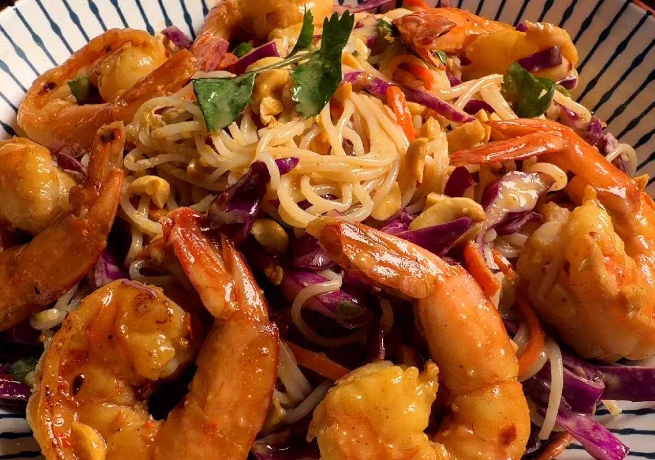 Peanut-Lime Grilled Shrimp Vermicelli Salad