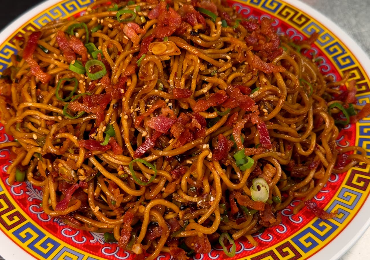Crispy Chili Bacon Noodles