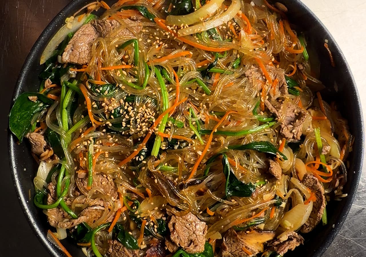 Korean Beef Stir-Fried Noodles (JapChae)