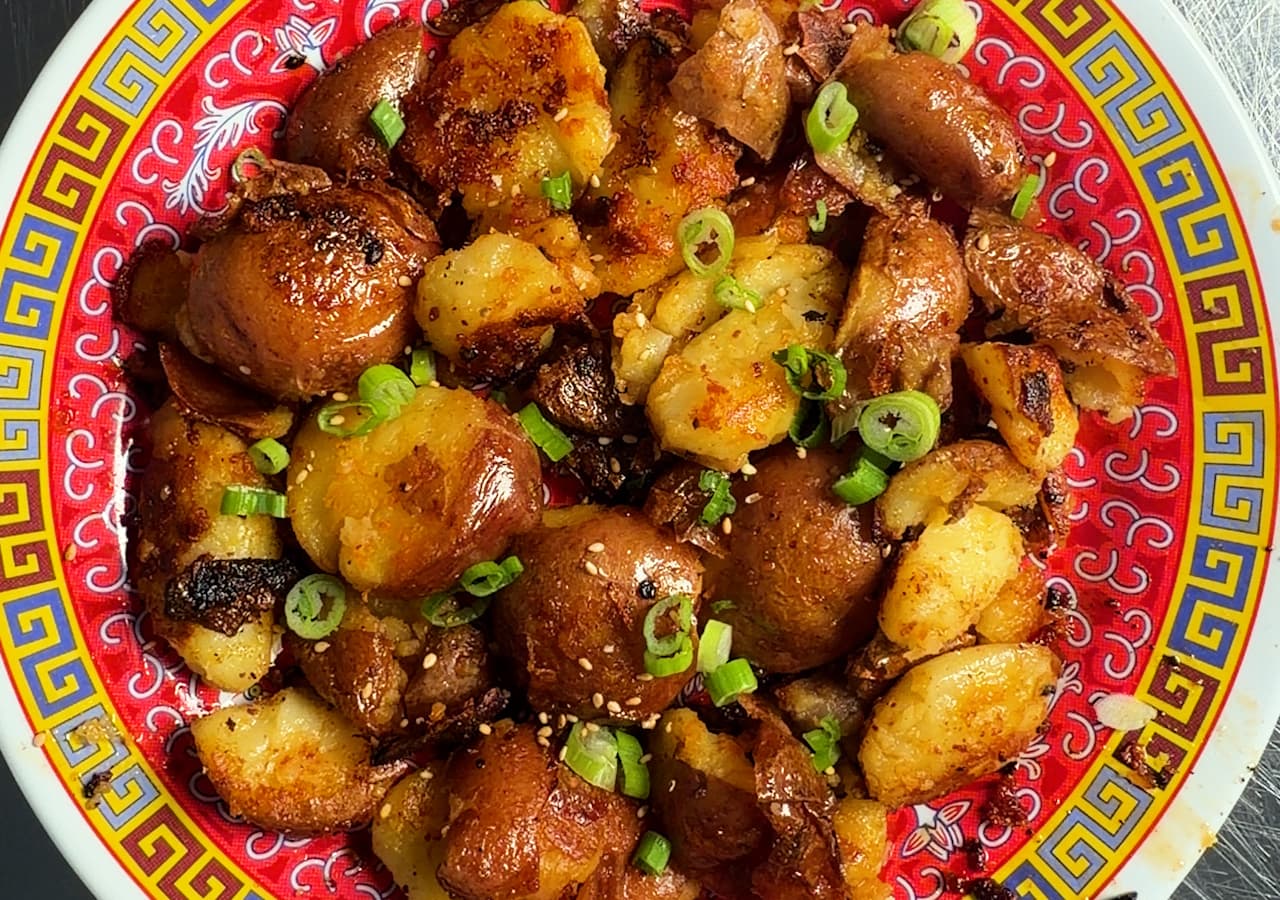 Chili Smashed Crispy Potatoes