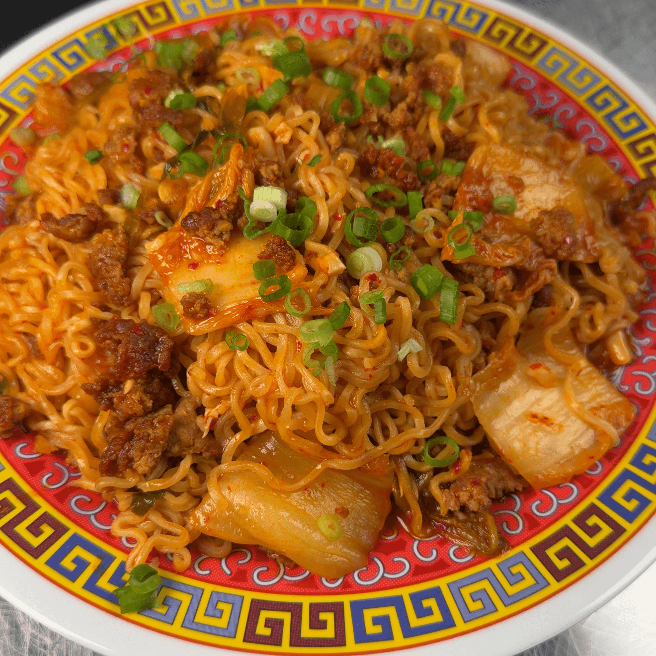Spicy Kimchi Caramelized Pork Noodles