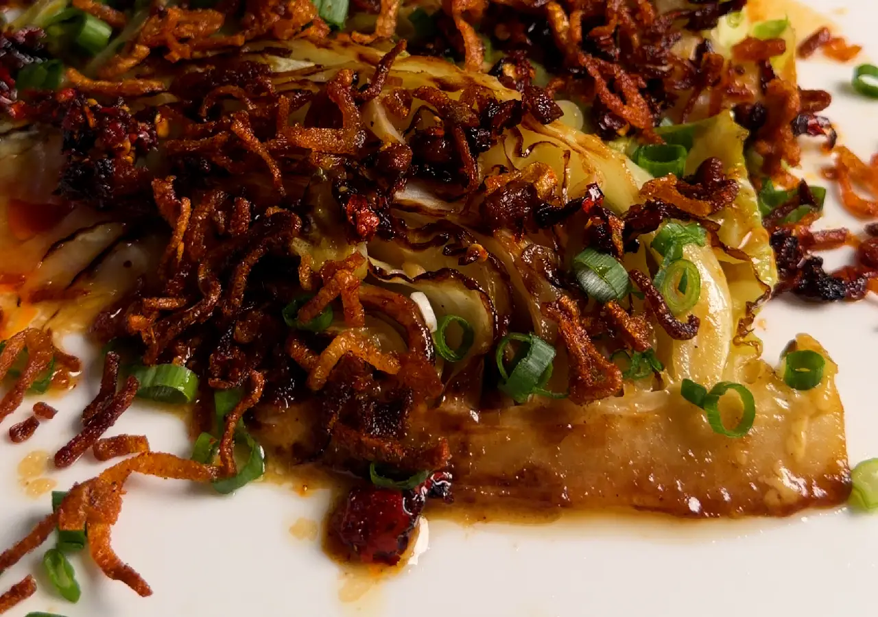 Creamy Roasted Chili Wedge Cabbage